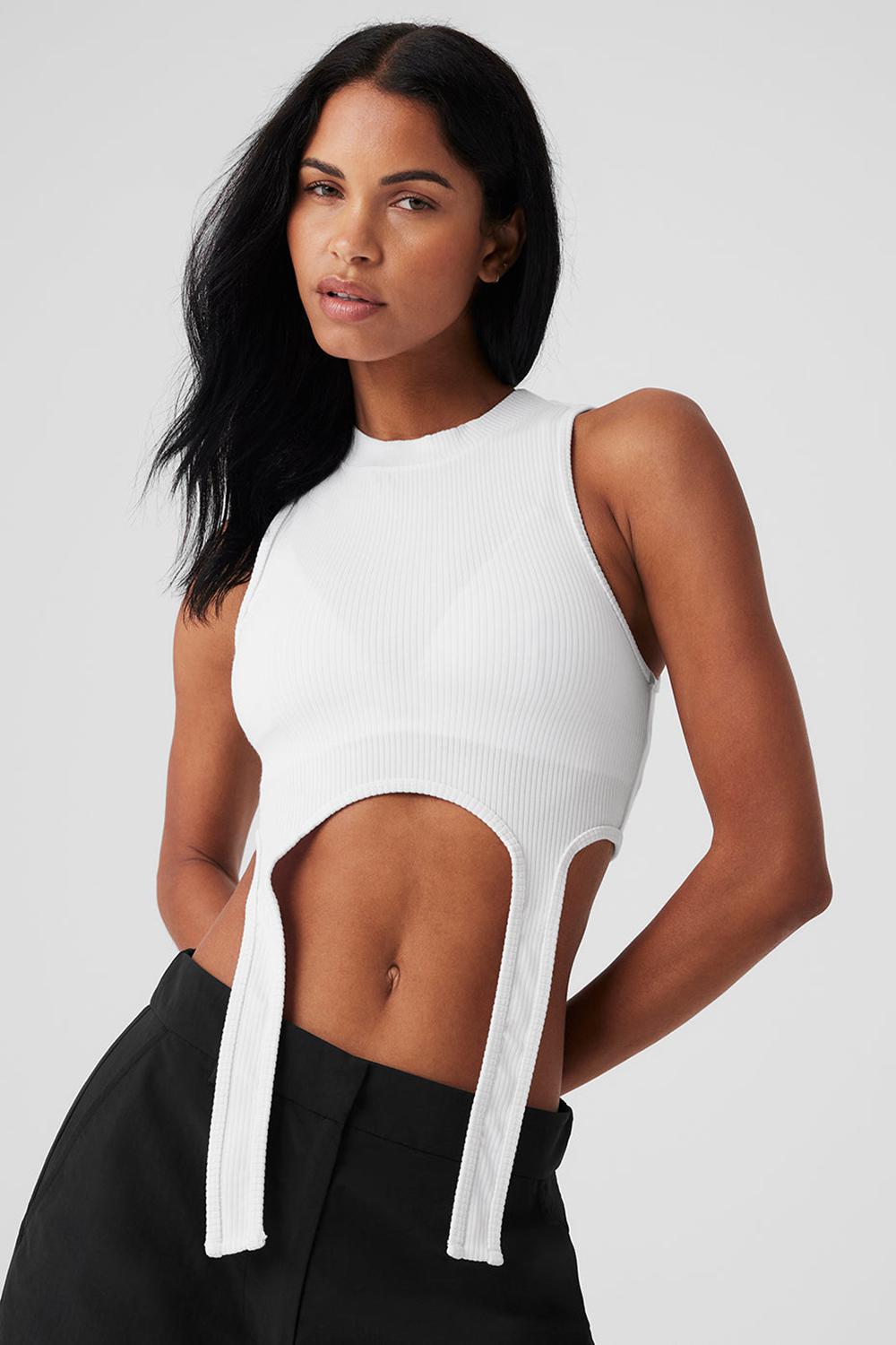 White Alo Yoga Wellness Rib Flaunt Women Tank | KSA  YTP319647