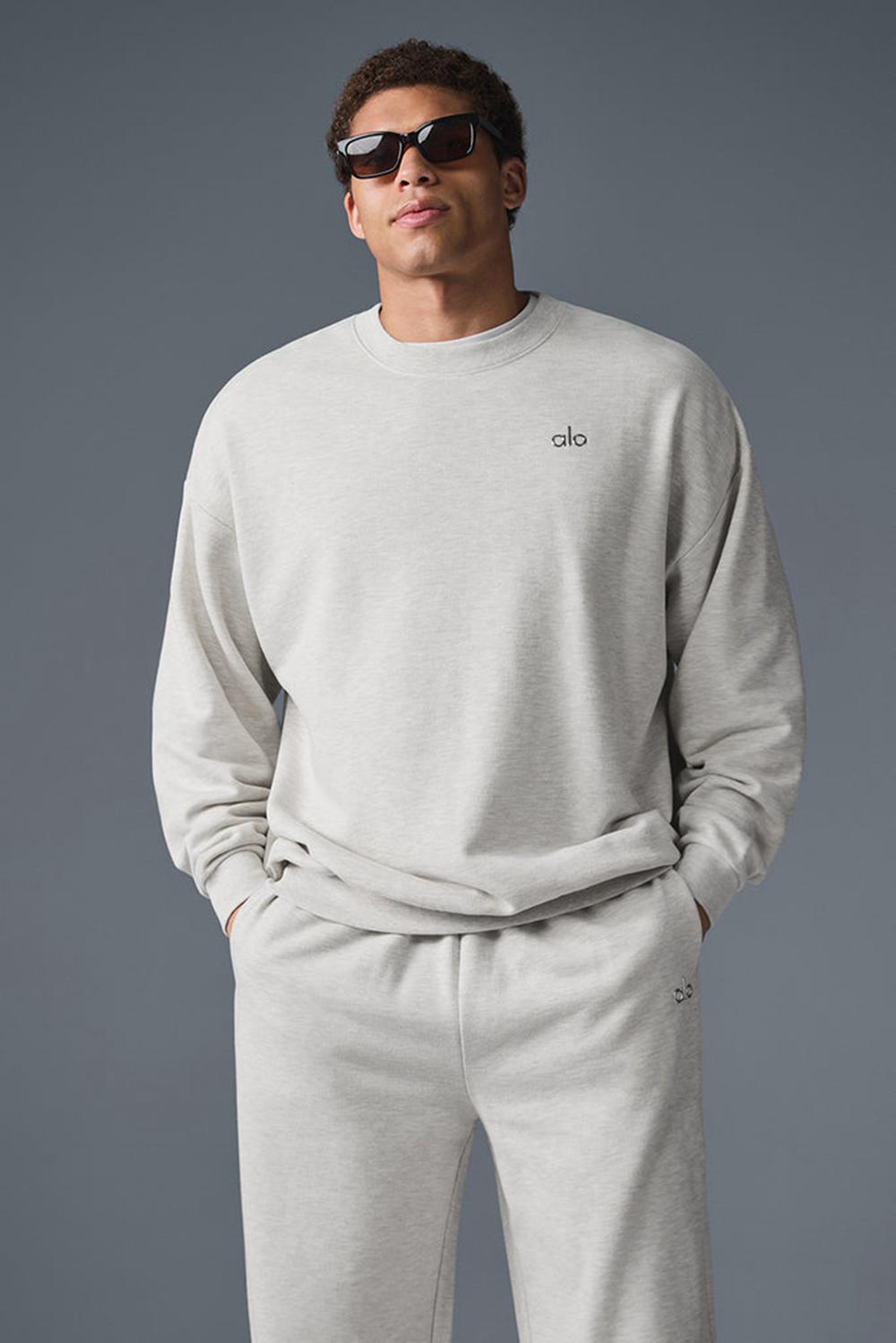 White Heather Alo Yoga Accolade Crew Neck Men Pullover | KSA  IOT938762