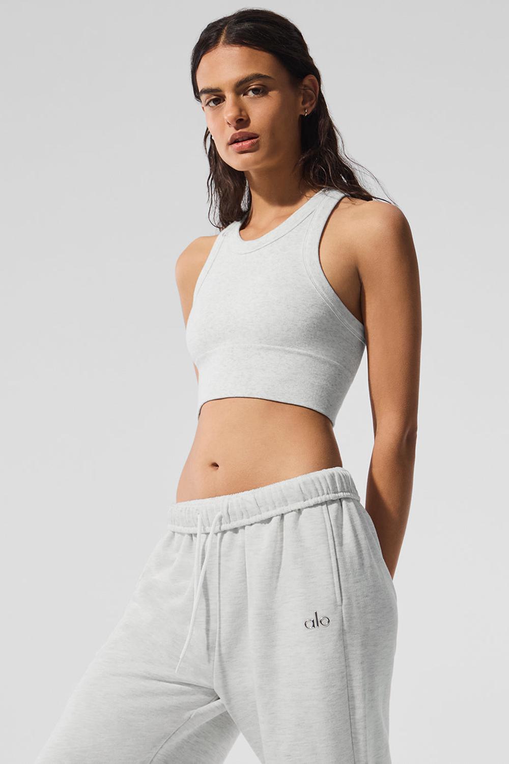 White Heather Alo Yoga Seamless Delight High Neck Women Bra | KSA  TSP890137