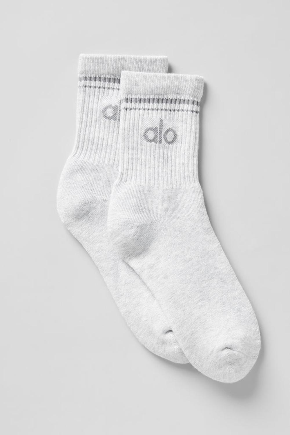 White Heather / Grey Alo Yoga Unisex Half-Crew Throwback Men Sock | KSA  NJU285371