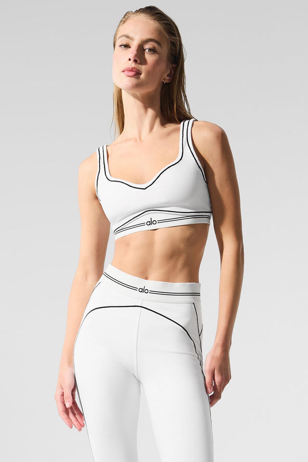 White / Black Alo Yoga Airbrush Heart Throb Women Bra | KSA  SBM074321