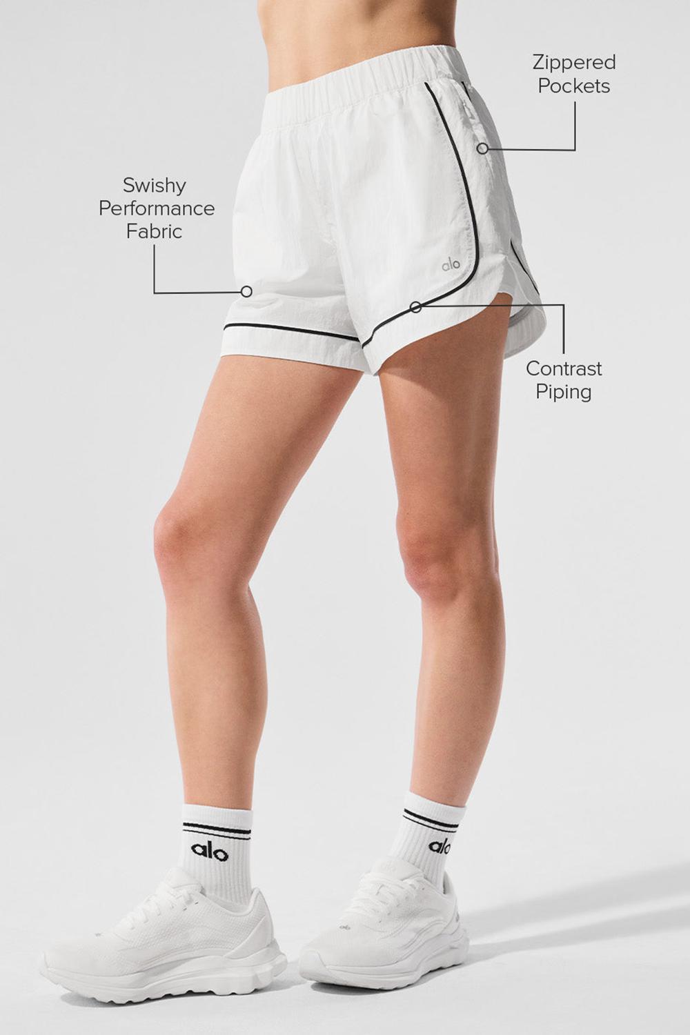 White / Black Alo Yoga Motivate Track Women Short | KSA  UXE978631