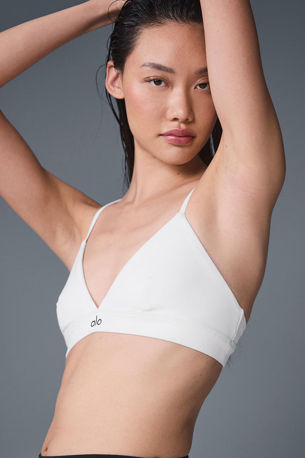 White / Black Alo Yoga Splendor Women Bra | KSA  NEM956783