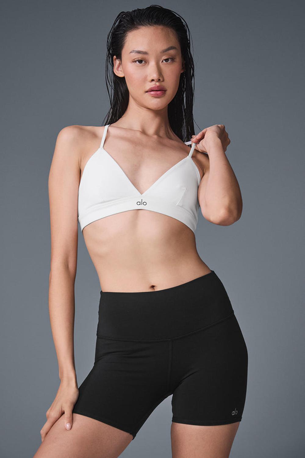 White / Black Alo Yoga Splendor Women Bra | KSA  NEM956783