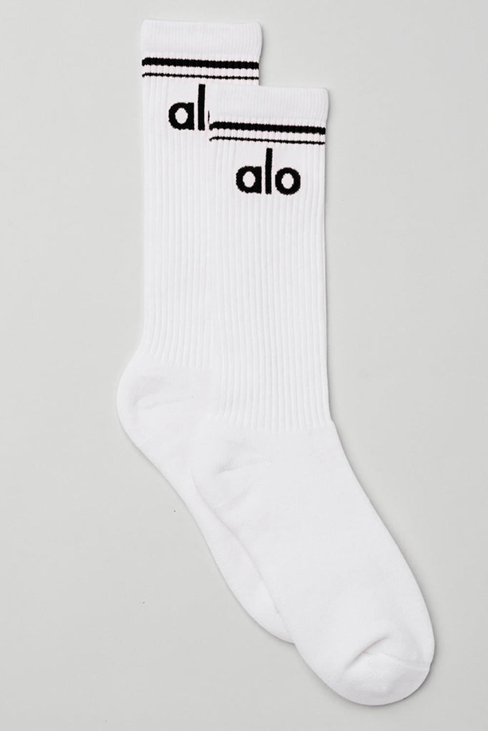 White / Black Alo Yoga Unisex Throwback Women Sock | KSA  IRT891340