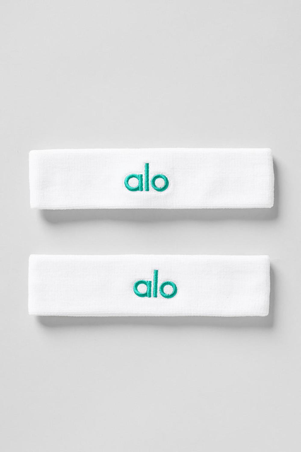 White / Spruce Green Alo Yoga Glow (2-Pack) Women Sweatband | KSA  LHR072169