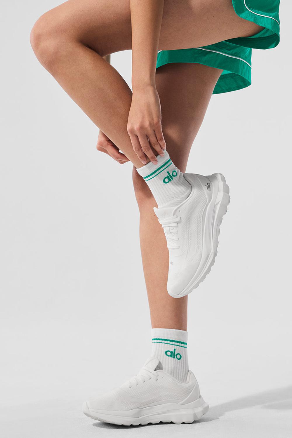 White / Spruce Green Alo Yoga Unisex Half-Crew Throwback Men Sock | KSA  BKP704689