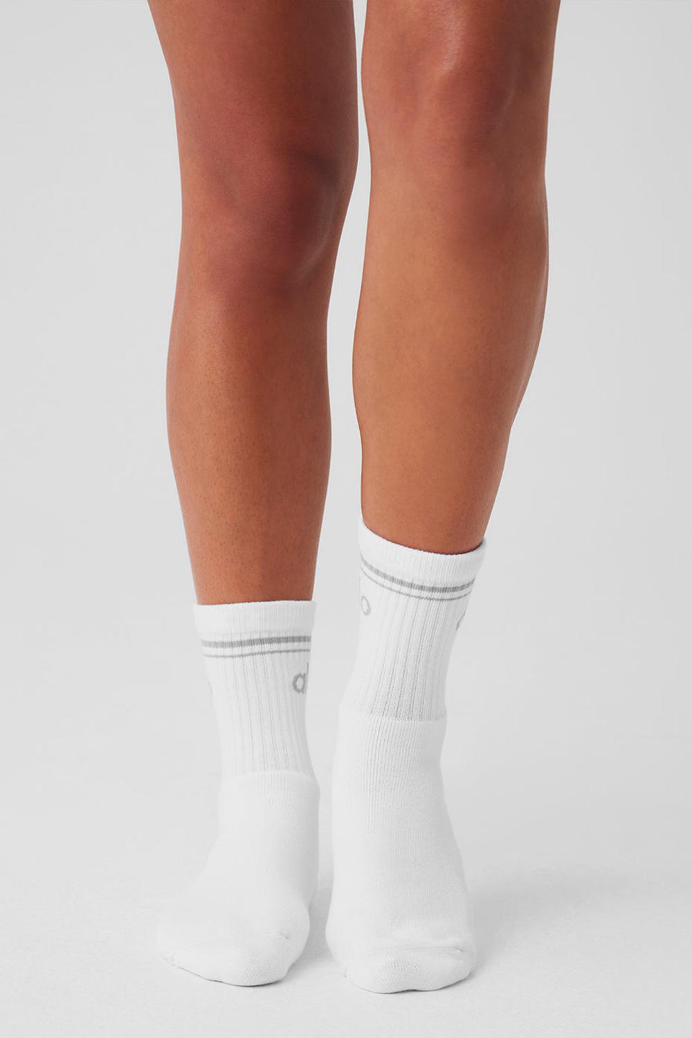 White / Titanium Alo Yoga Unisex Half-Crew Throwback Men Sock | KSA  SIA976415