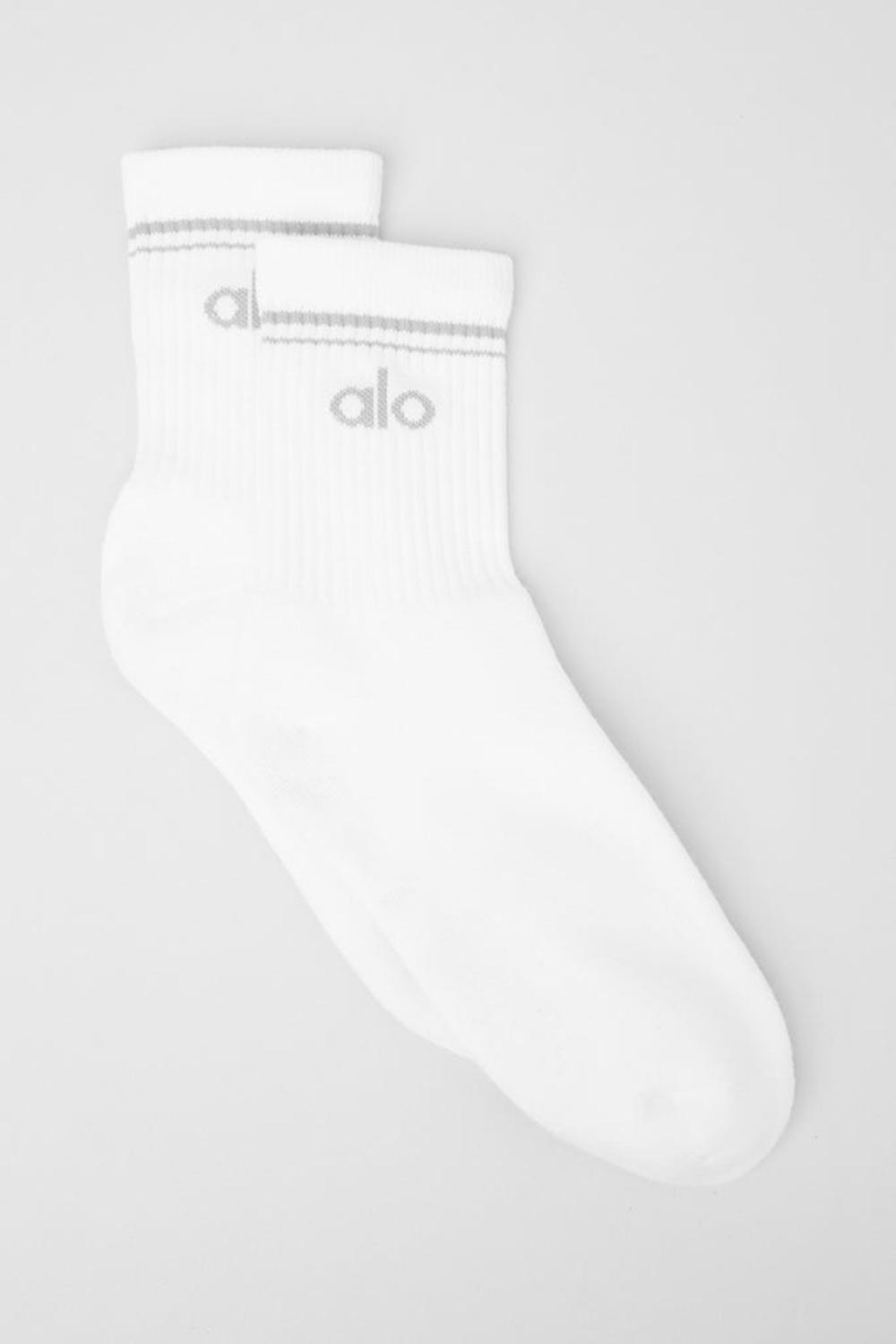 White / Titanium Alo Yoga Unisex Half-Crew Throwback Men Sock | KSA  SIA976415
